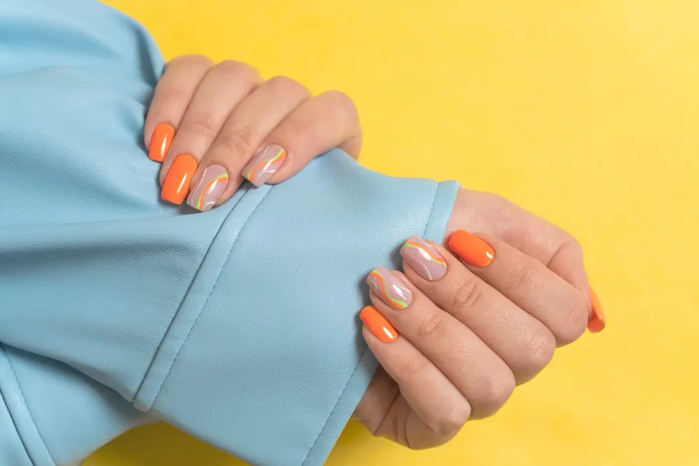 Orange Tip Nails Art